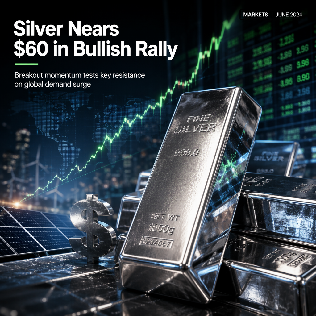 Silver Surges Over 4.5%, Approaches Key $60 Resistance Amid Bullish Momentum