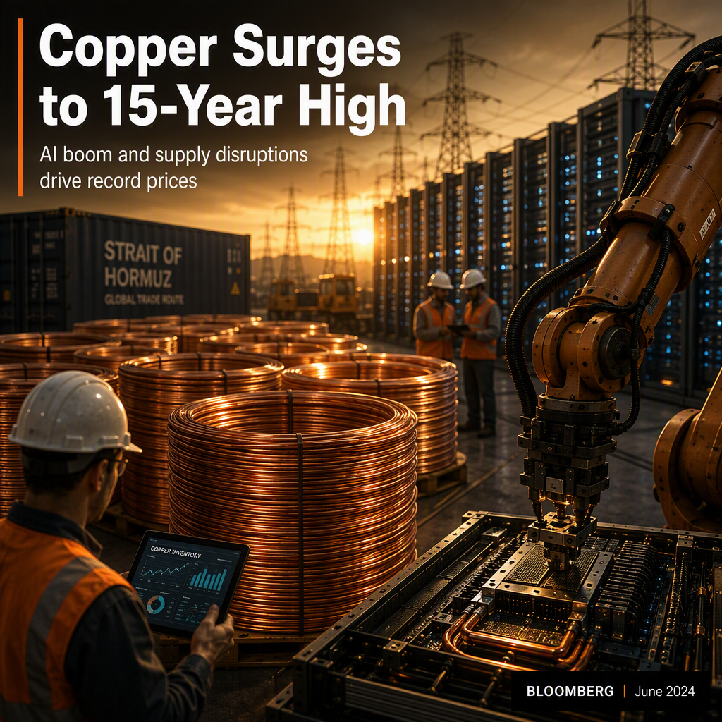 Copper Prices Hit 15-Year High Amid Supply Disruptions and Surging AI Demand