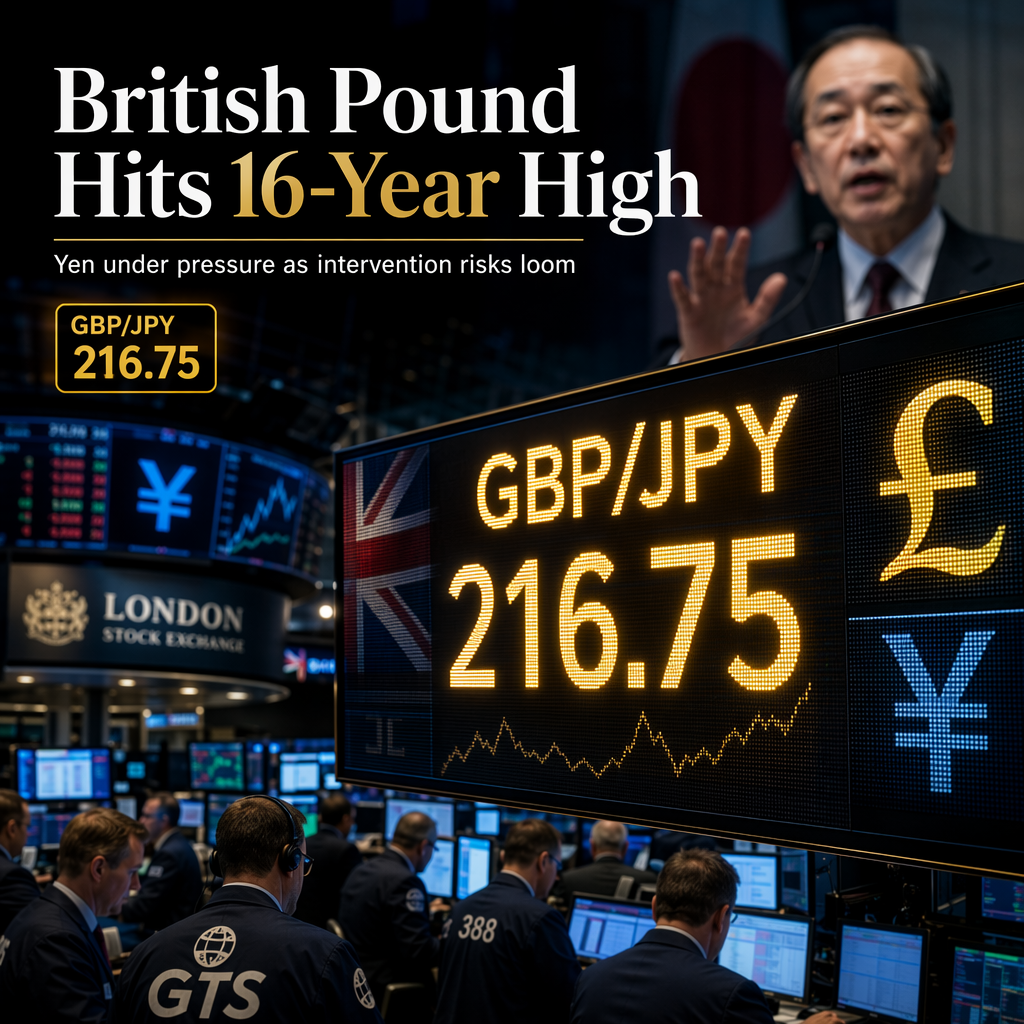 British Pound Surges to 16-Year High Against Yen Amid Intervention Risks