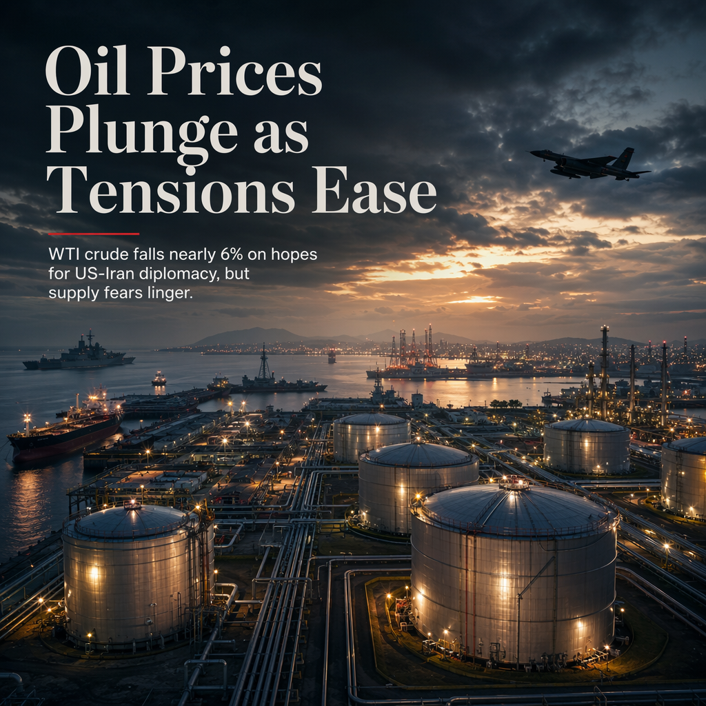 WTI Crude Oil Drops Nearly 6% Amid US-Iran De-escalation Hopes and Supply Concerns
