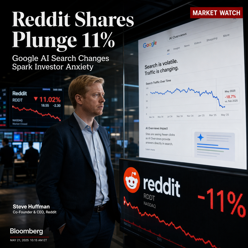 Reddit Shares Plunge 11% Amid Concerns Over Google AI Search Changes