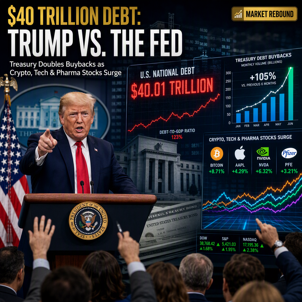 Trump Criticizes Fed Rates as Treasury Doubles Debt Buybacks Amid $40 Trillion U.S. Debt