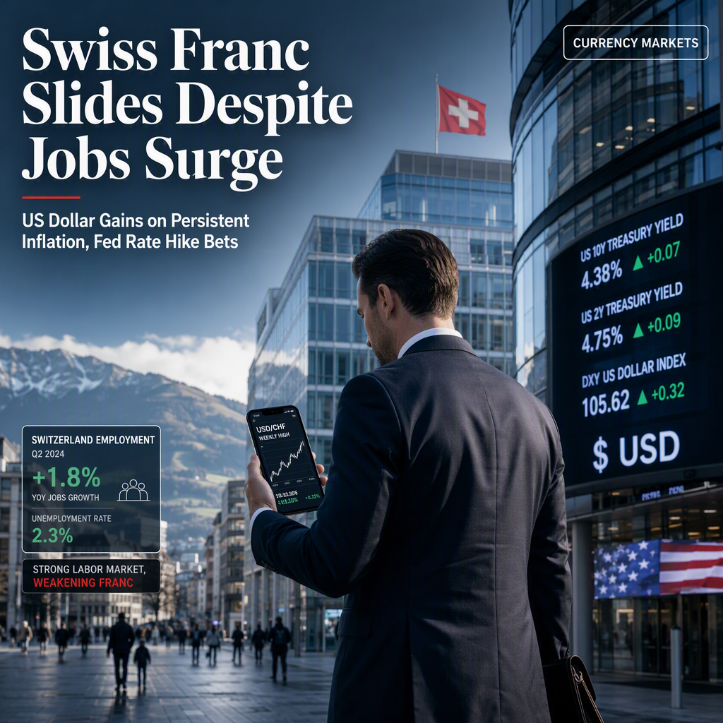 Swiss Franc Weakens Despite Robust Swiss Employment Data as US Dollar Strengthens on Persistent Inflation