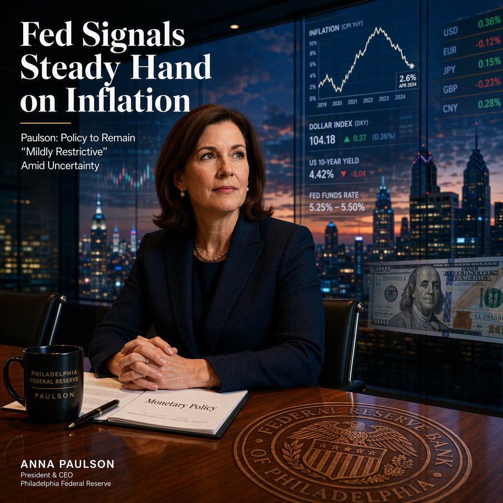 Philadelphia Fed's Paulson: Inflation Still Too High, Policy to Remain Restrictive