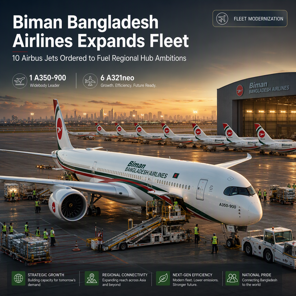 Biman Bangladesh Airlines Orders 10 Airbus Jets to Boost Regional Hub Ambitions