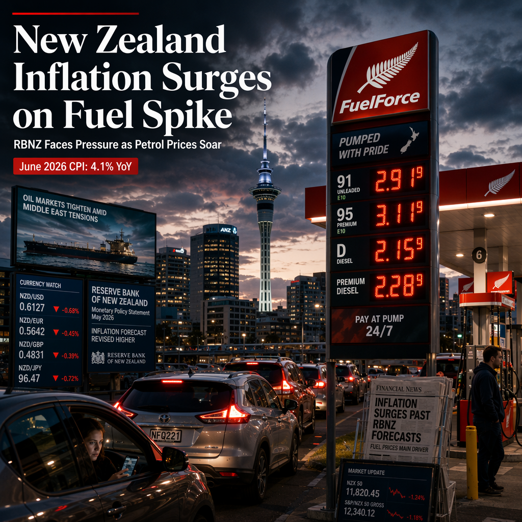 New Zealand Inflation Surges Past RBNZ Forecasts, Driven by Soaring Fuel Prices