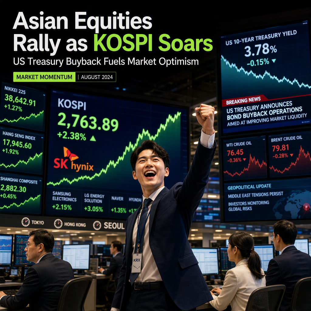 Asian Equities Surge as KOSPI Leads Gains Amid US Treasury Buyback Boost
