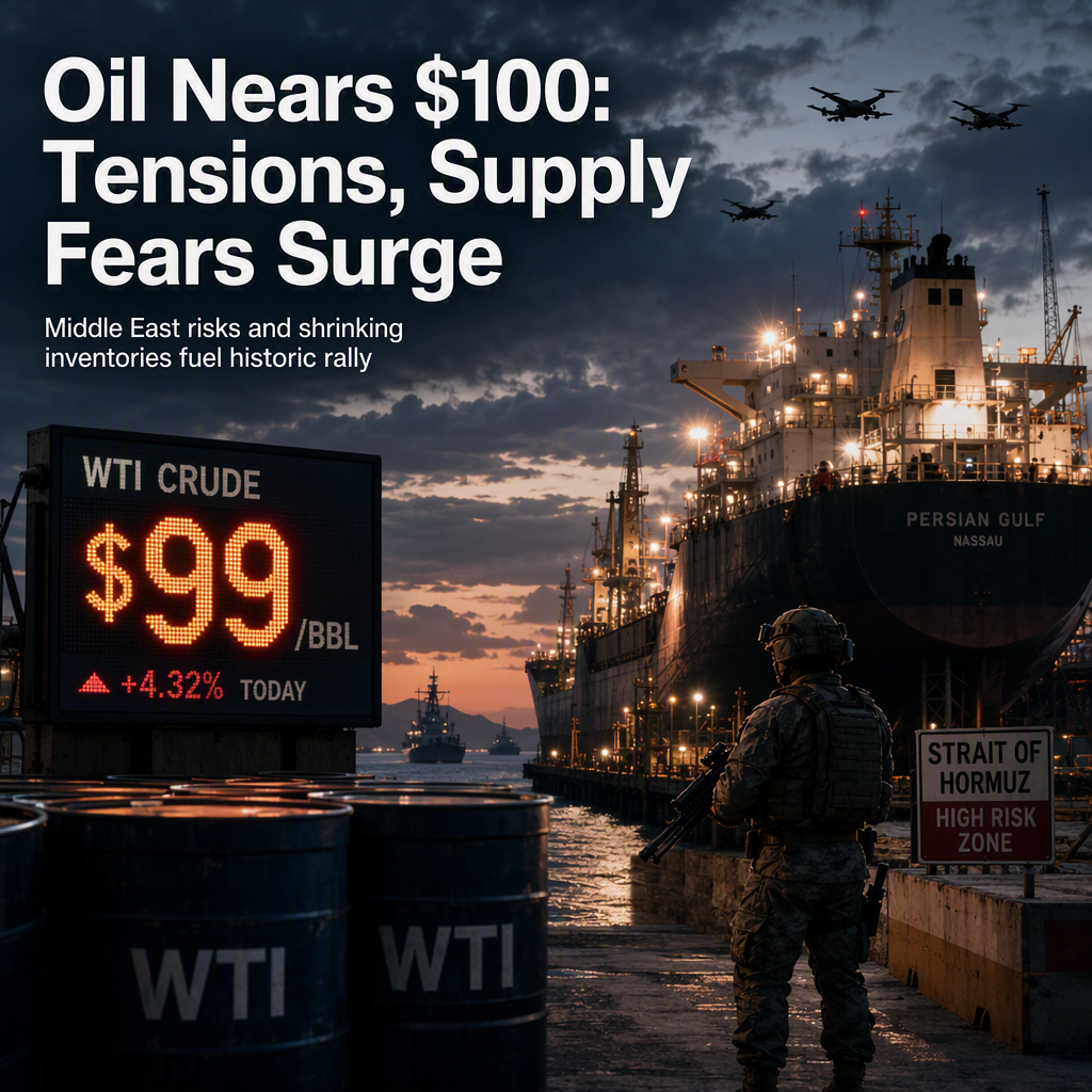 WTI Oil Surges Near $100 Amid Middle East Tensions and Supply Fears