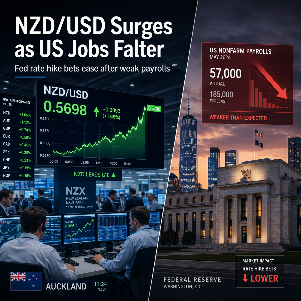 NZD/USD Climbs as US Nonfarm Payrolls Miss Expectations, Fed Rate Hike Bets Ease
