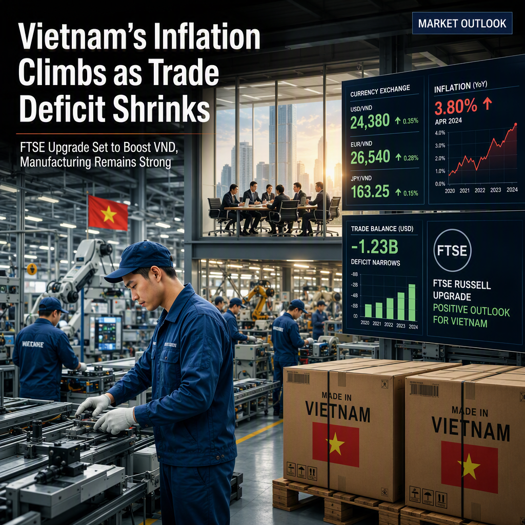 Vietnam's Inflation Rises as Trade Deficit Narrows; FTSE Upgrade May Boost VND