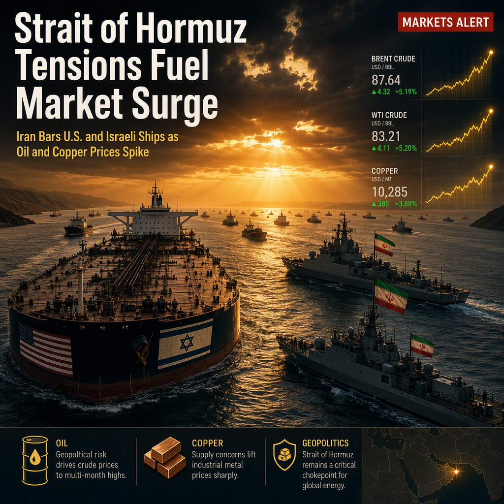 Iran Bars U.S. and Israeli Ships from Strait of Hormuz, Driving Oil and Copper Prices Higher