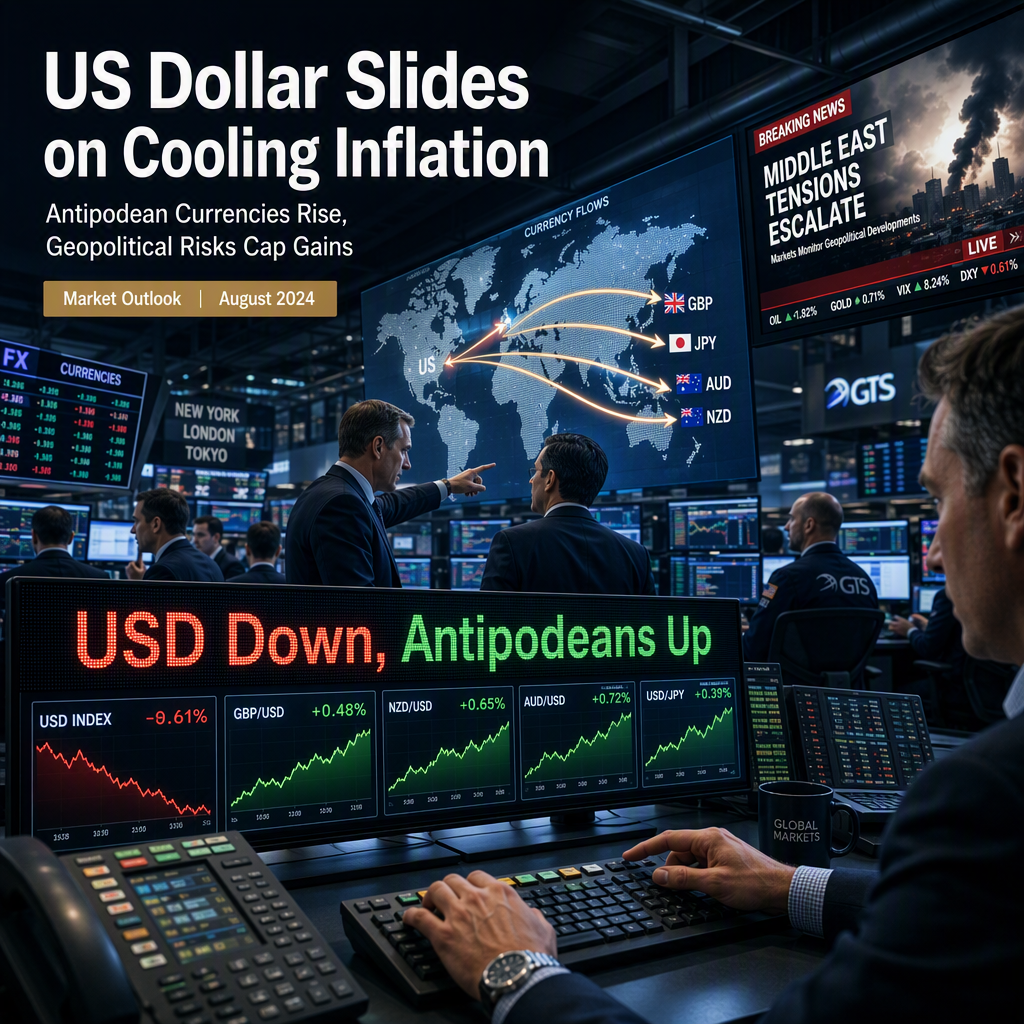 Cooling US Inflation Data Weakens Dollar, Lifts Antipodean Currencies While Geopolitical Risks Cap Gains