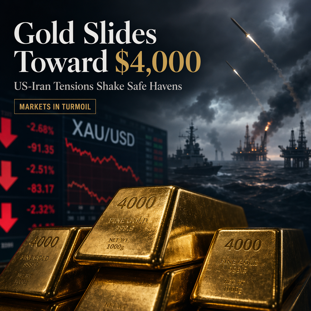 Gold Drops Toward $4,000 as US-Iran Tensions Fuel Fed Rate Hike Expectations