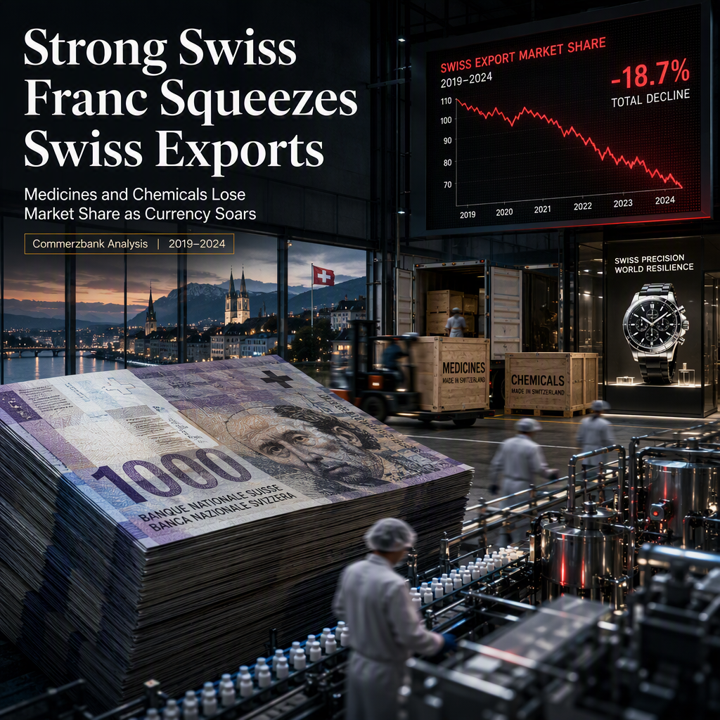 Strong Swiss Franc Pressures Key Export Sectors, Commerzbank Analysis Finds