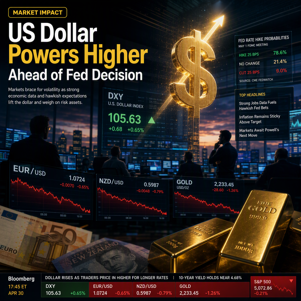 US Dollar Strengthens Ahead of Fed Decision, Pressuring EUR, NZD, and Gold