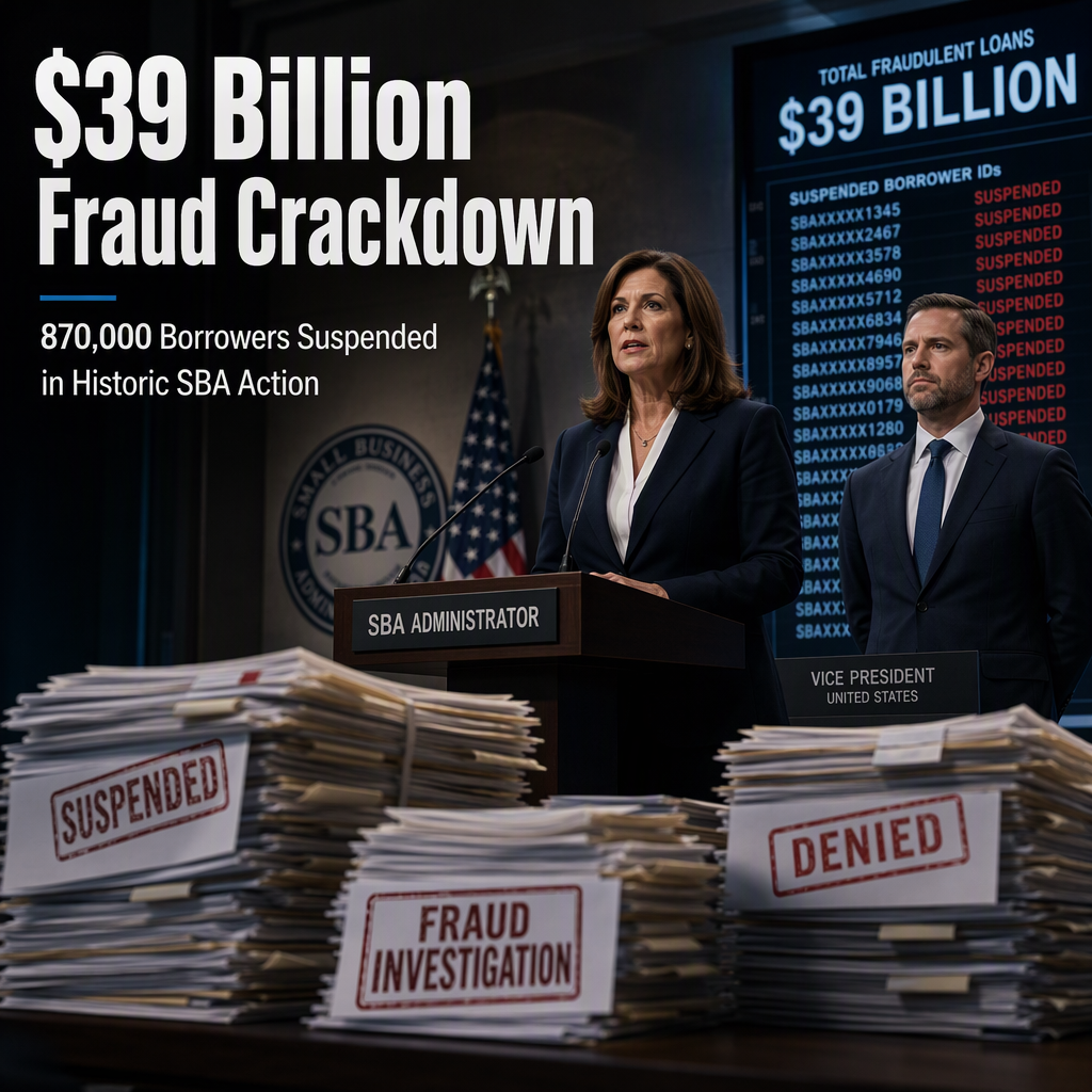 SBA Suspends 870,000 Borrowers in $39 Billion Pandemic Fraud Crackdown