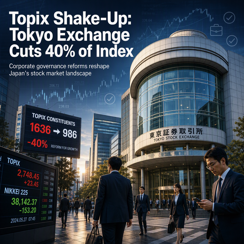 Tokyo Stock Exchange to Slash Topix Constituents by 40% in Major Governance Overhaul