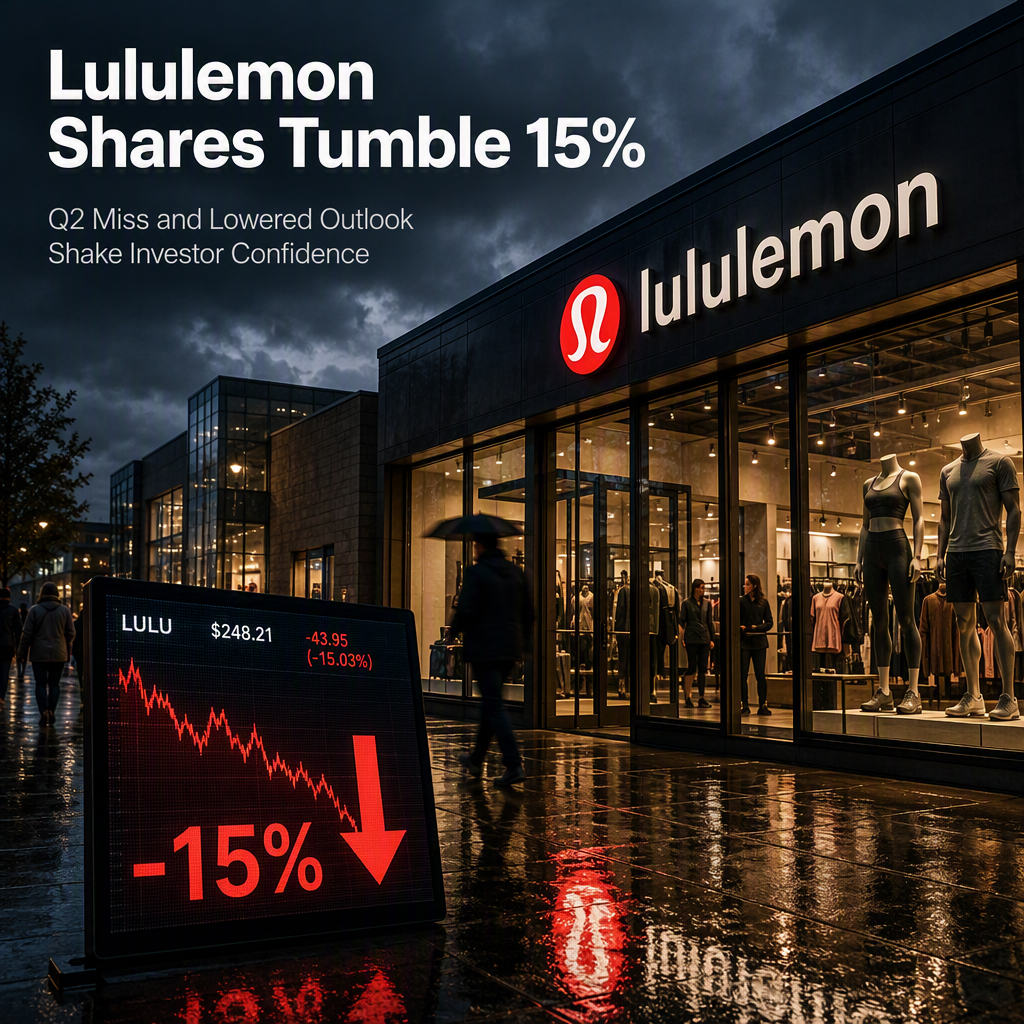 Lululemon Shares Plunge 15% After Disappointing Q2 Earnings and Lowered Outlook