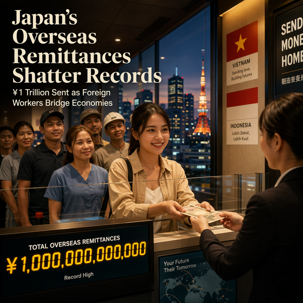 Japan's Overseas Remittances Hit Record ¥1 Trillion Amid Surge in Foreign Workers