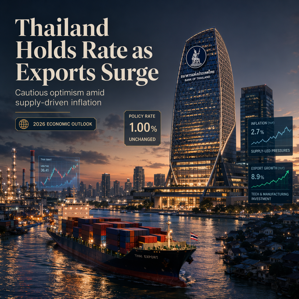 Thailand's BOT Holds Rate at 1.00% Amid Export-Led Recovery and Supply-Driven Inflation