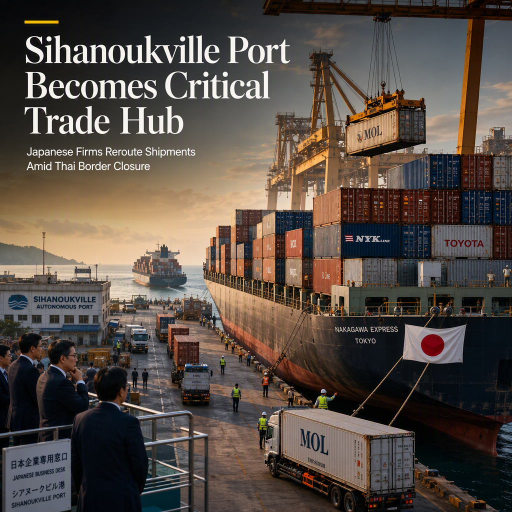 Sihanoukville Port Sees Cargo Surge as Thai Border Closure Forces Japanese Firms to Reroute Shipments
