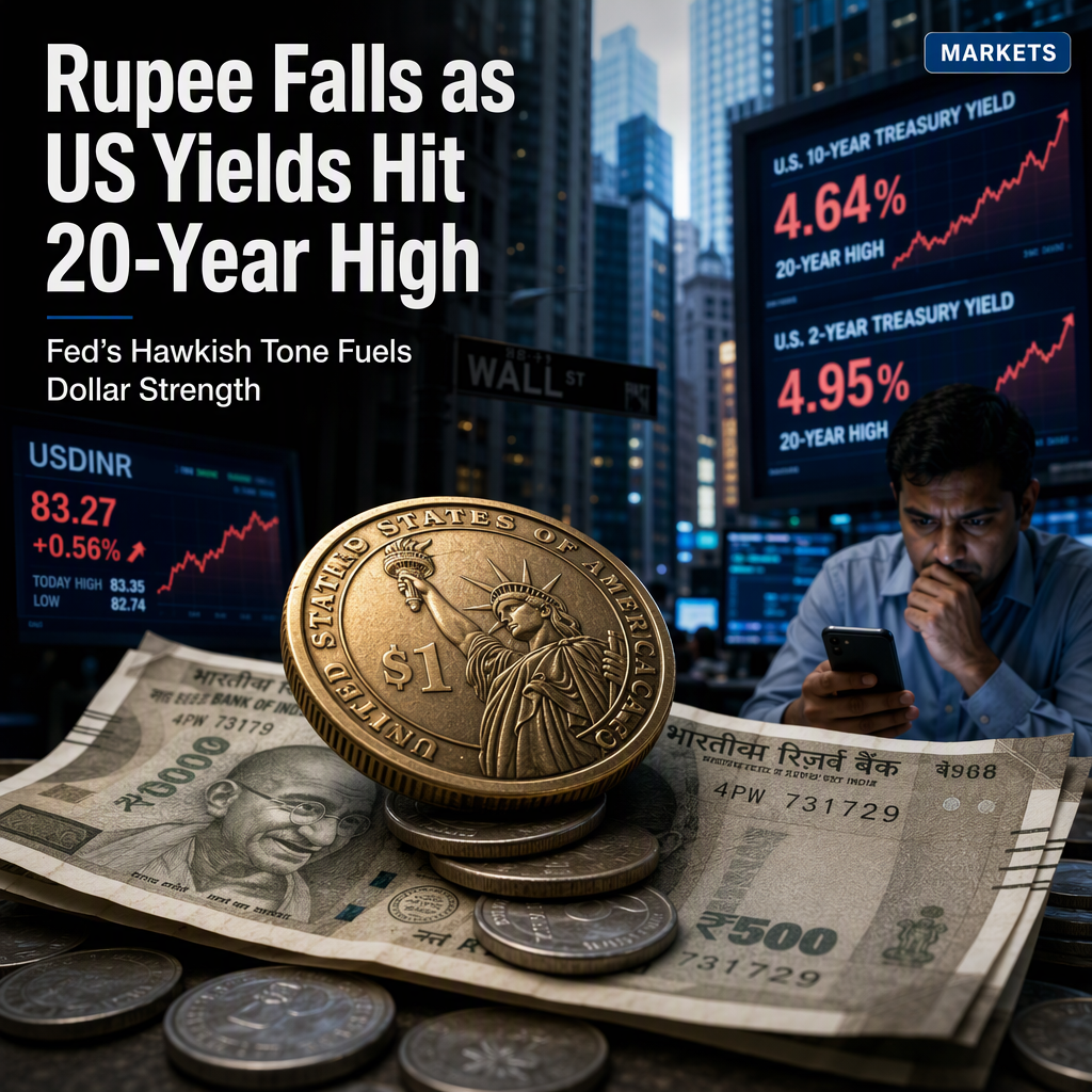 Indian Rupee Weakens as US Treasury Yields Hit Two-Decade High, Fed Maintains Hawkish Stance