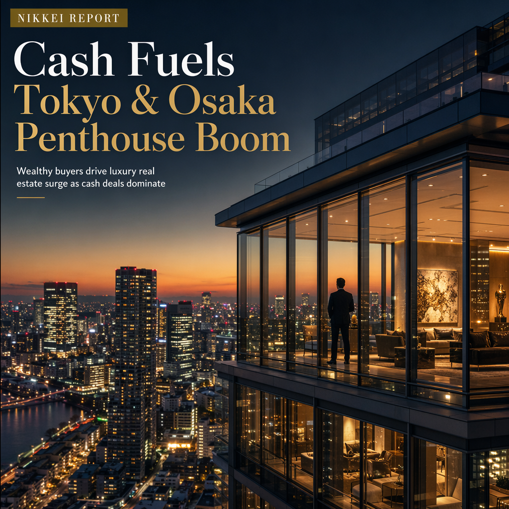 Cash Purchases Surge in Tokyo and Osaka Penthouses Amid Soaring Luxury Demand