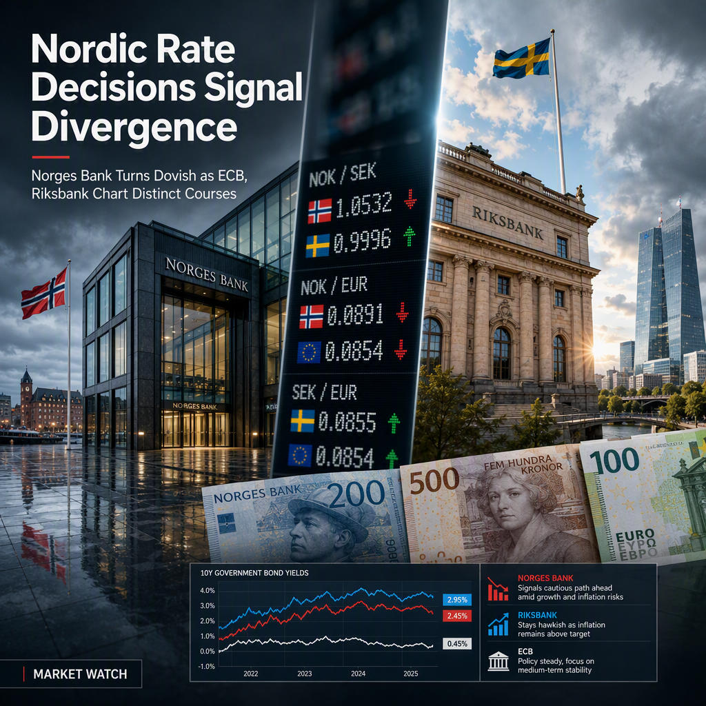 Norges Bank Softens Hawkish Stance as ECB and Riksbank Face Diverging Rate Paths