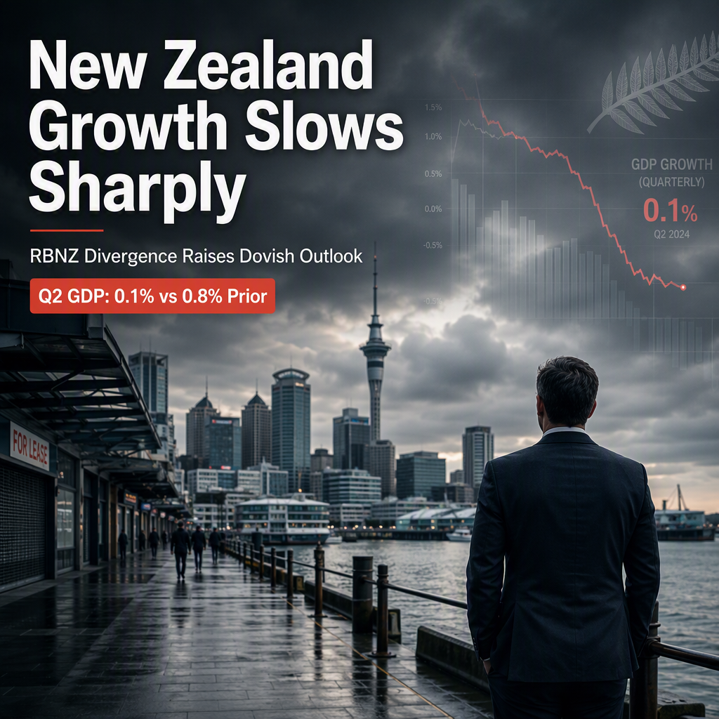 New Zealand Q2 GDP Growth Slows Sharply, Raising Scope for Dovish RBNZ Repricing