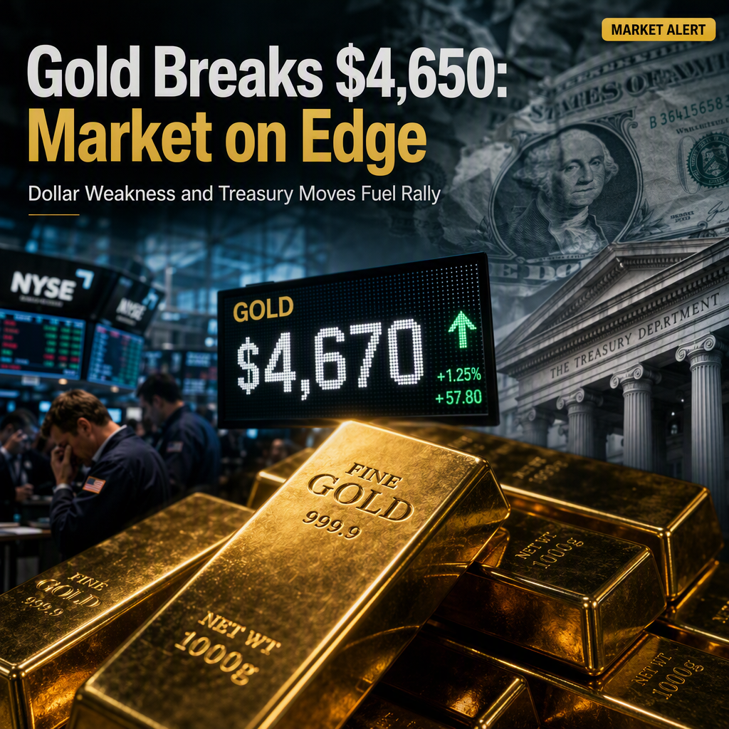 Gold Surges Above $4,650 Amid US Dollar Weakness and Treasury Bond Buyback Plans