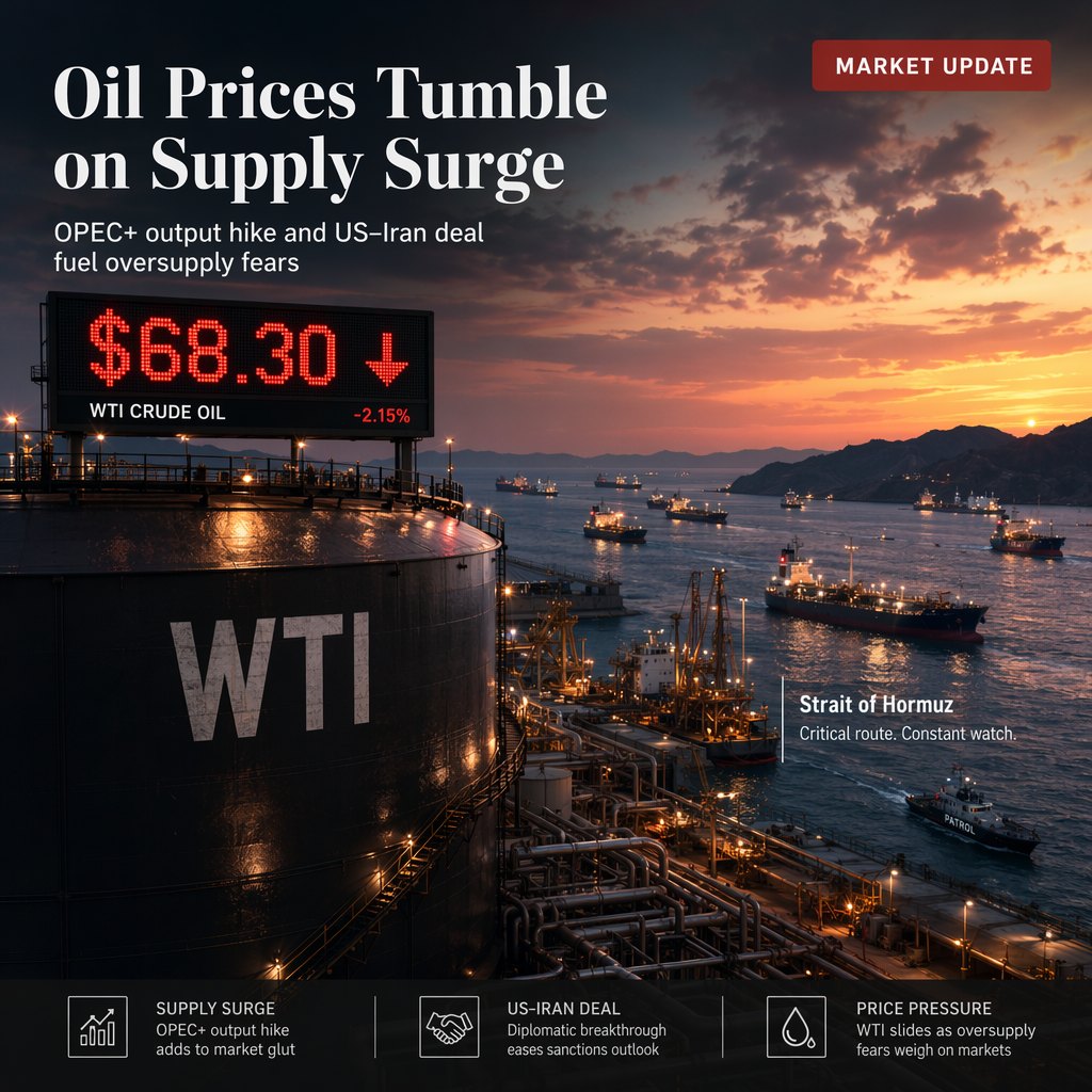 WTI Oil Slides as OPEC+ Output Hike and US-Iran Deal Spark Oversupply Fears