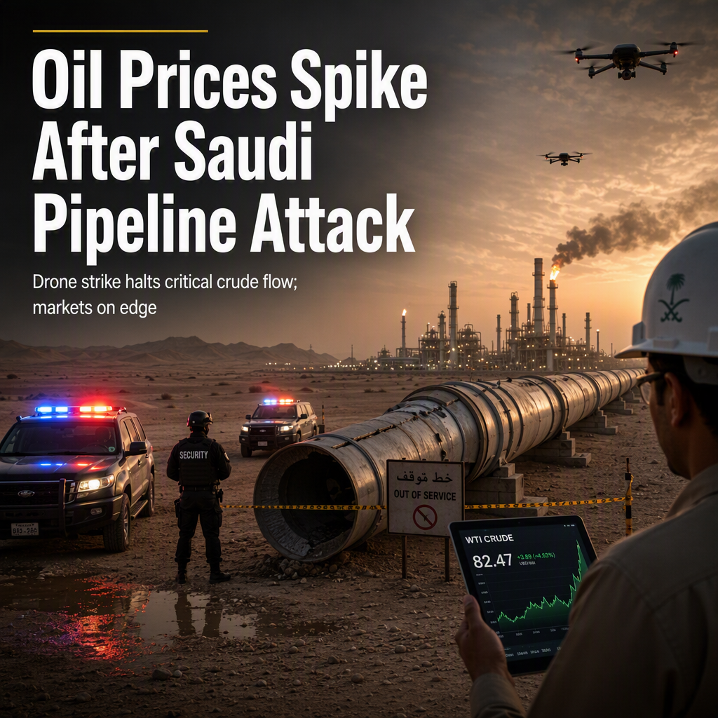 WTI Oil Surges Toward Four-Month Highs After Saudi Pipeline Shutdown Following Drone Attack