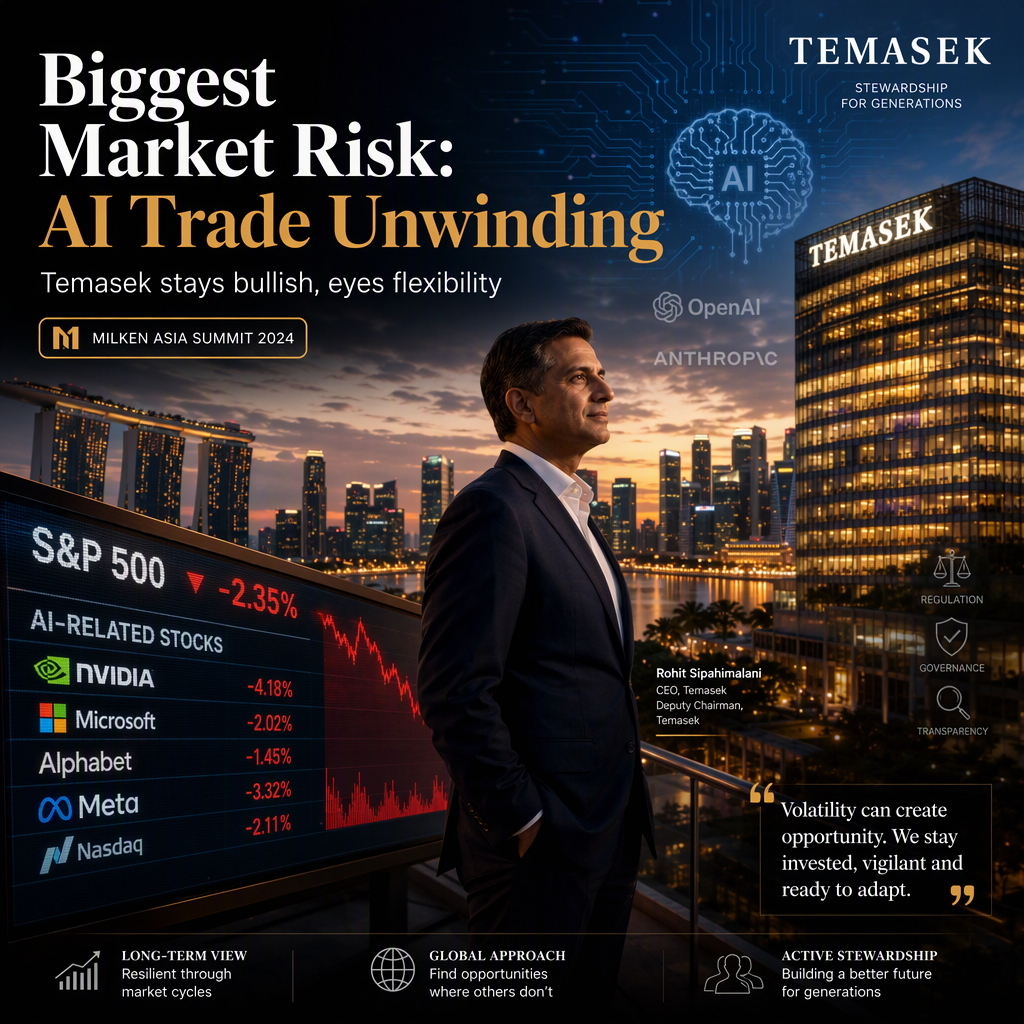 Temasek Flags AI Trade Unwinding as Biggest Market Risk, Maintains Long-Term Bullish Stance