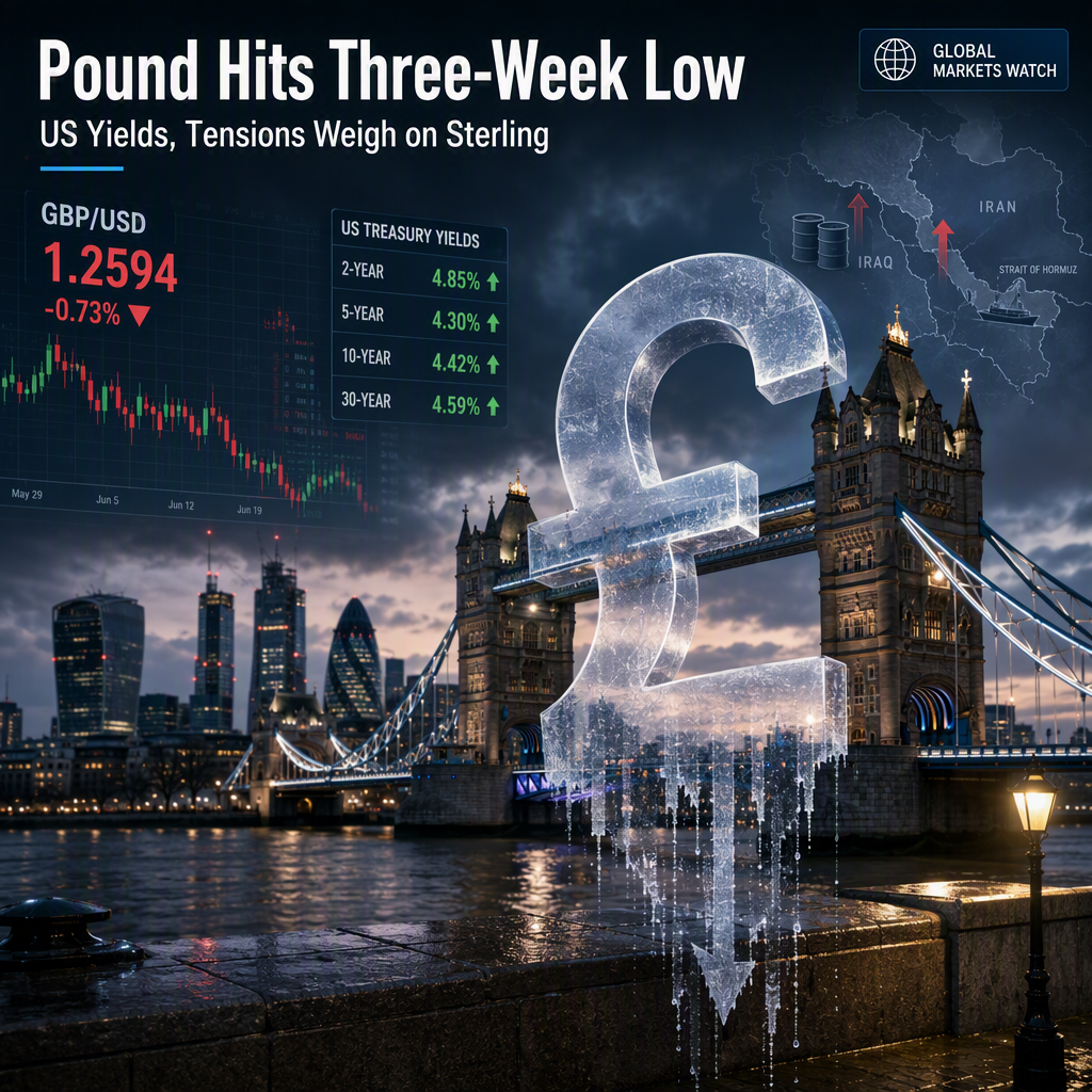 British Pound Slides to Three-Week Low Amid US Yield Strength and Geopolitical Tensions