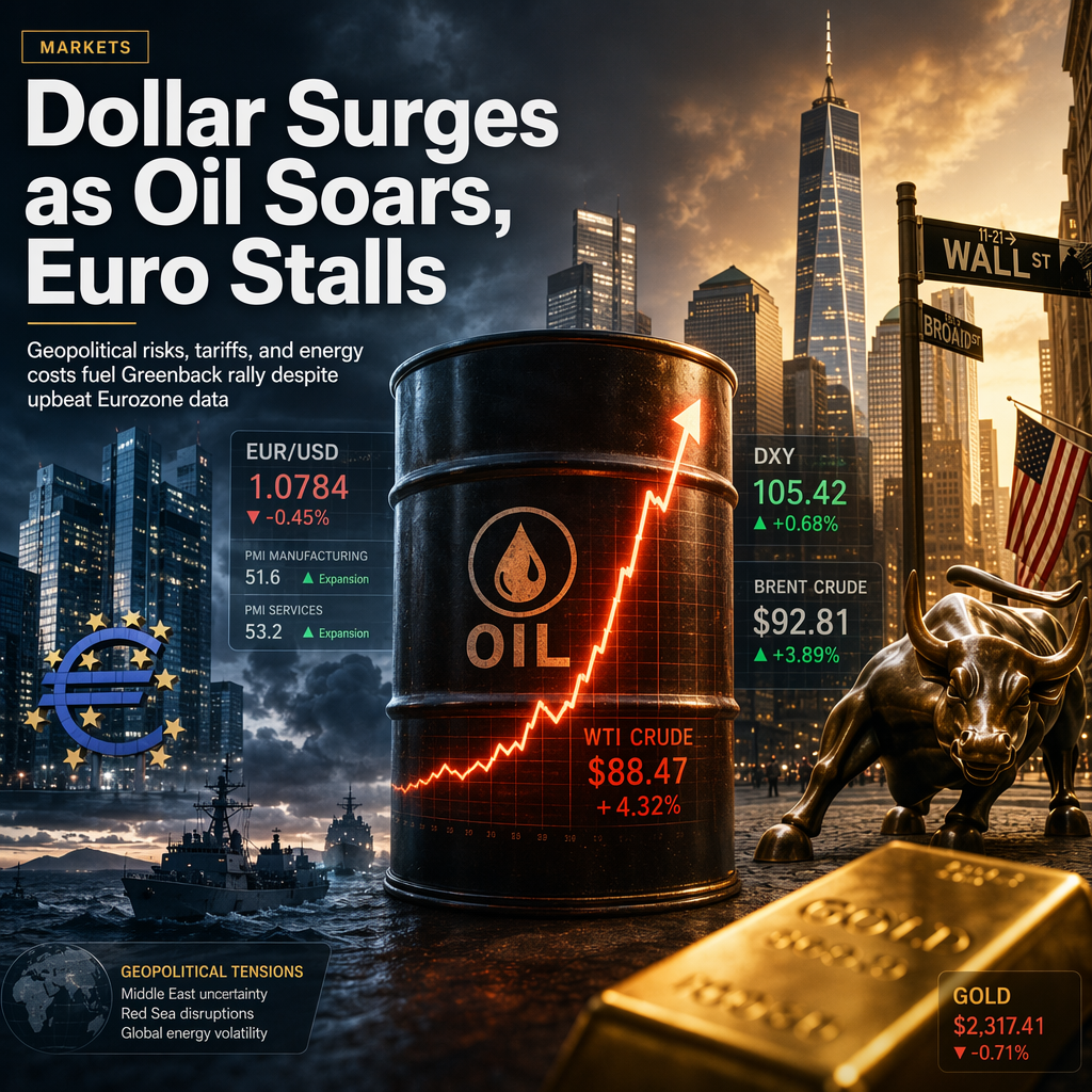 Rising Oil Prices and Geopolitical Tensions Propel US Dollar Rally, Cap Euro Gains Despite Strong Eurozone PMIs