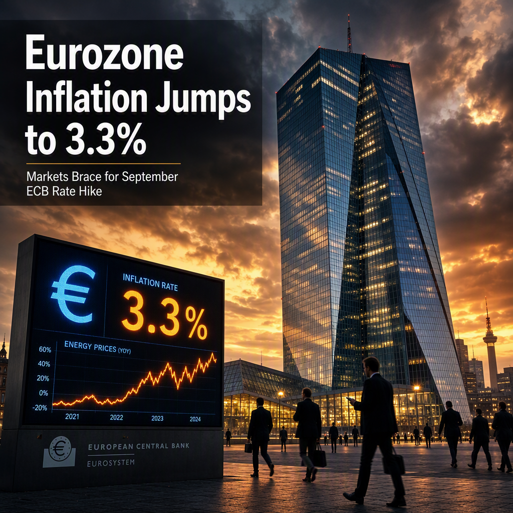 Eurozone Inflation Surges to 3.3%, Fueling Expectations for ECB Rate Hike in September