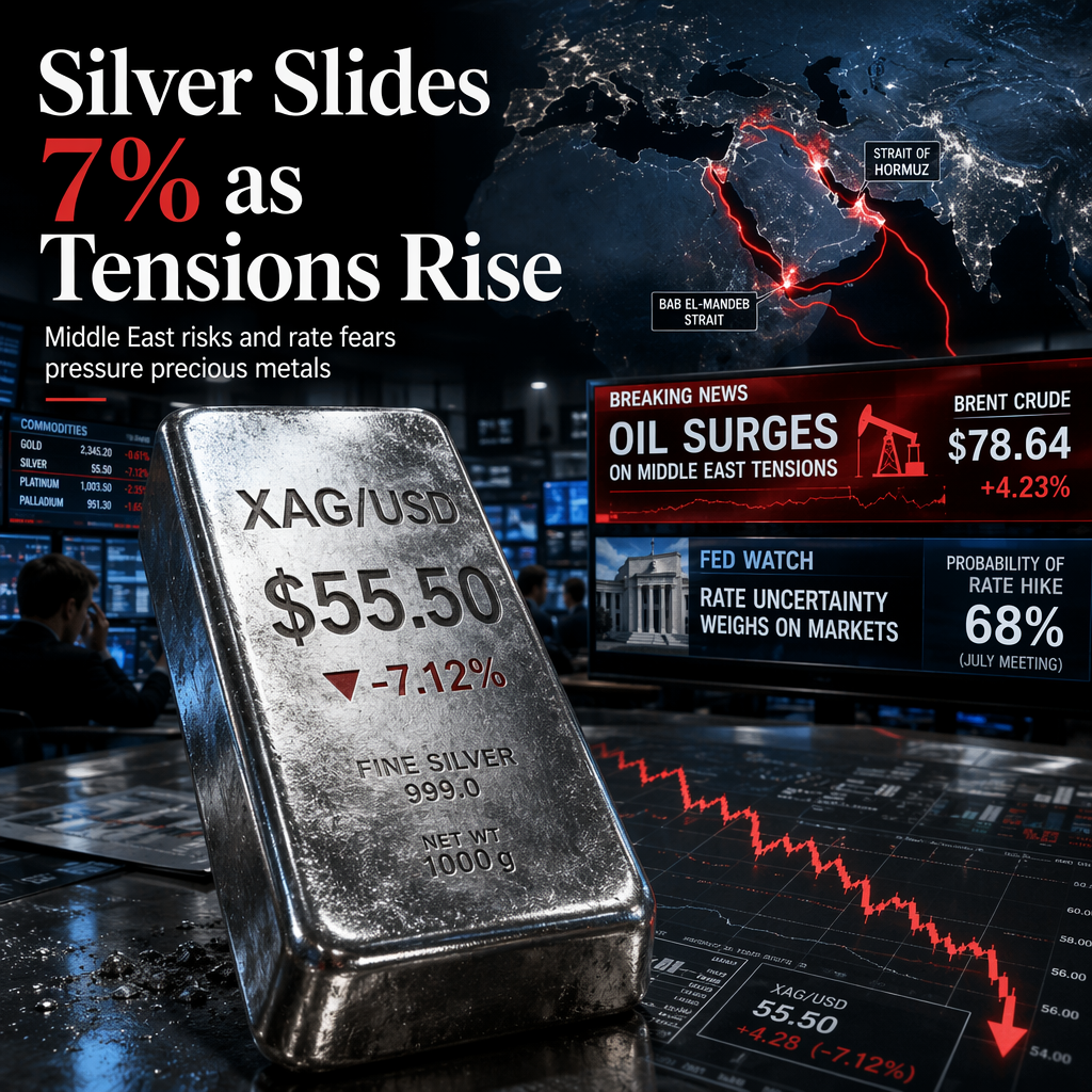 Silver Price Drops Over 7% Amid Middle East Tensions and Interest Rate Uncertainty