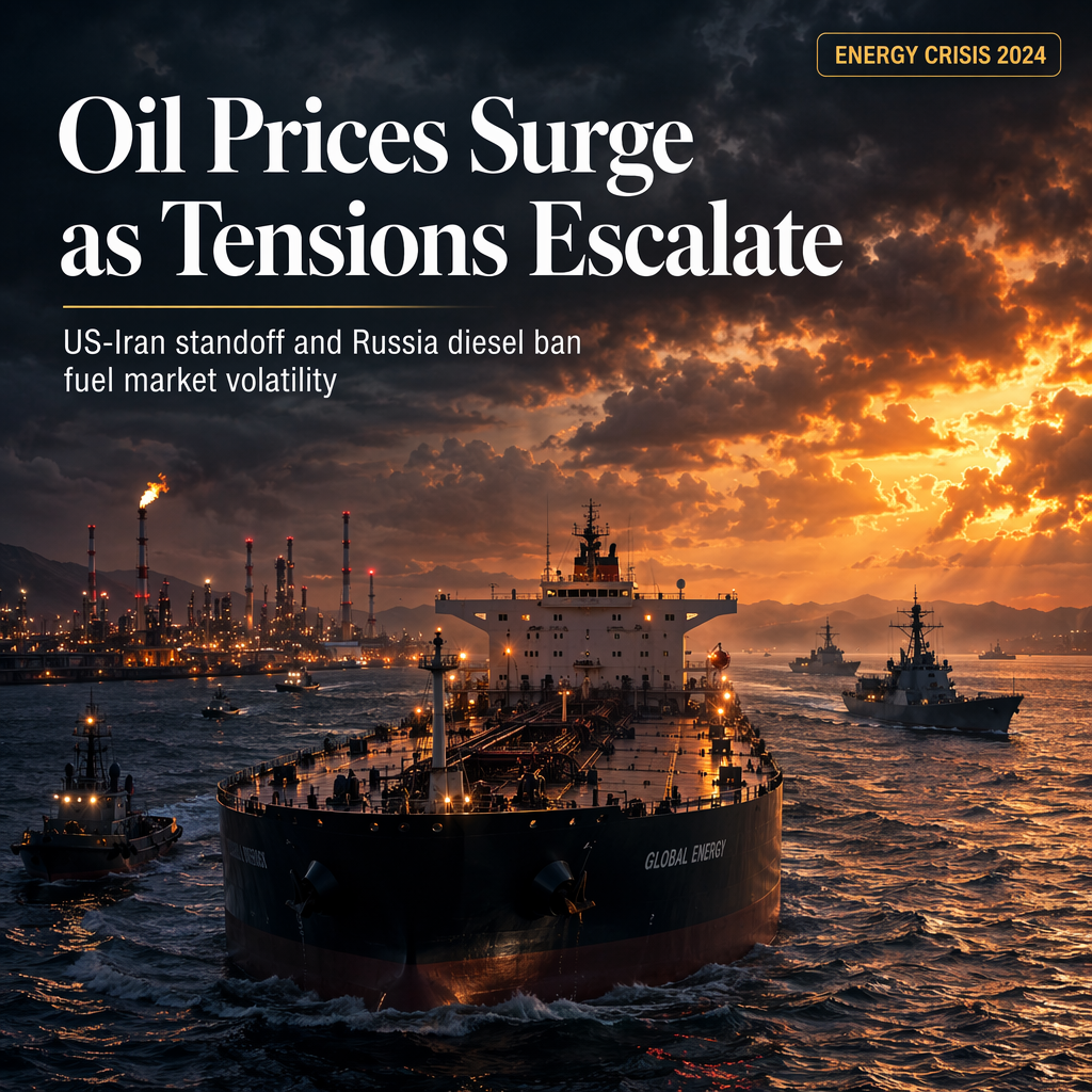Oil Prices Surge as US-Iran Tensions Escalate and Russia Imposes Diesel Export Ban