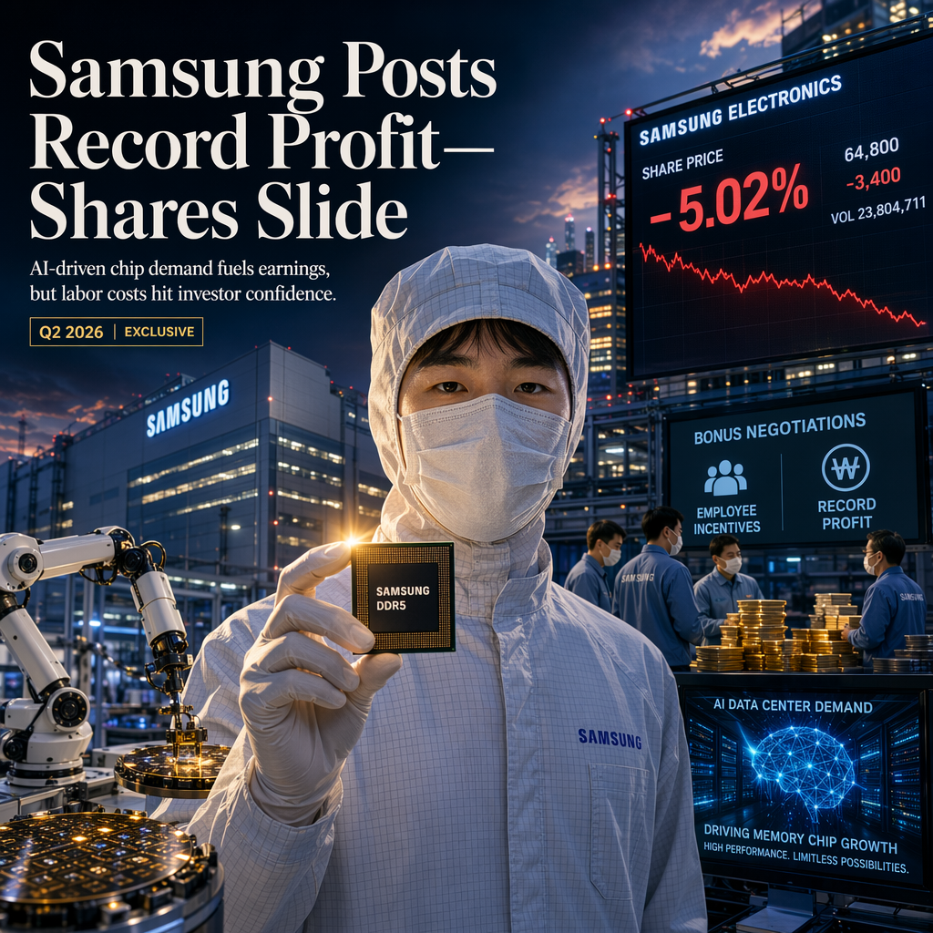 Samsung Electronics Reports Record Q2 Profit Amid AI-Driven Chip Demand, Shares Drop Despite Strong Results