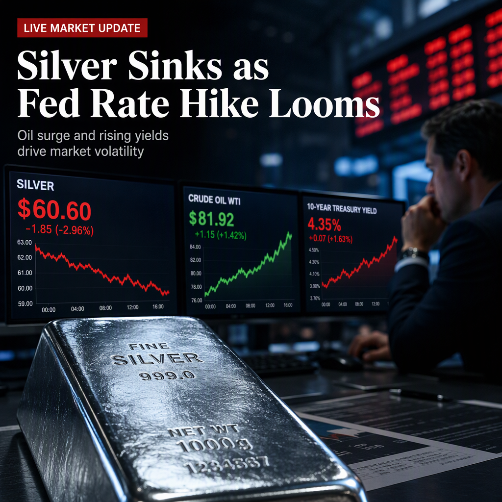 Silver Price Falls to $60.60 as Surging Oil and Treasury Yields Fuel Fed Rate Hike Expectations