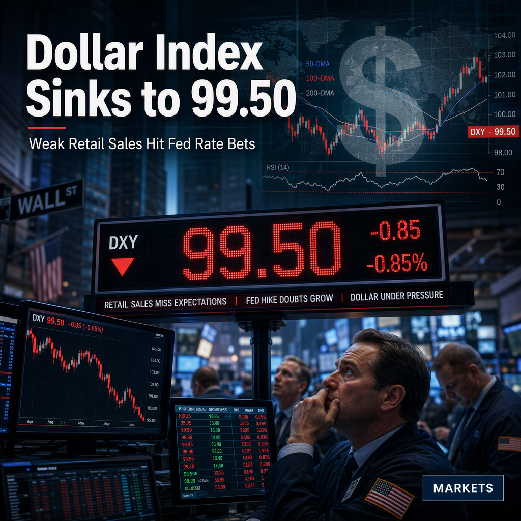 US Dollar Index Drops to Near 99.50 as Weak Retail Sales Dampen Fed Rate Hike Expectations