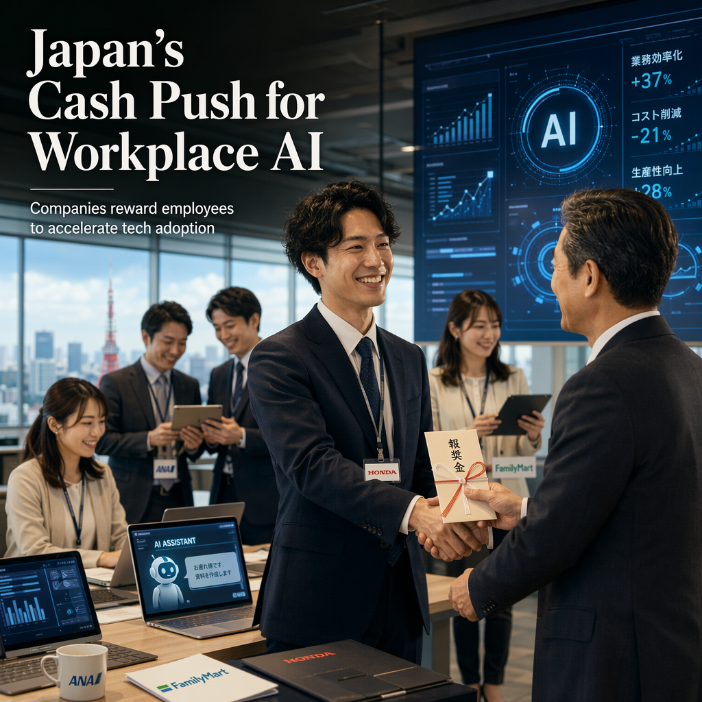 Japanese Companies Offer Cash Incentives to Accelerate Workplace AI Adoption