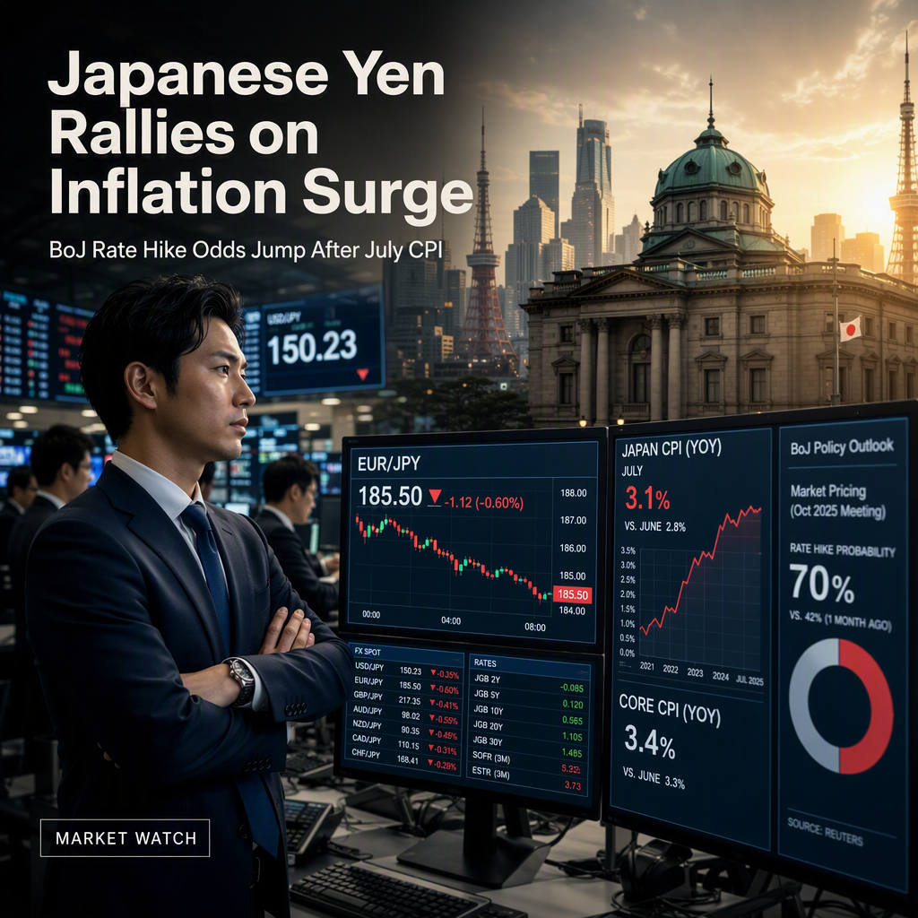 Japanese Yen Strengthens as July CPI Data Fuels Rate Hike Expectations; EUR/JPY Holds Constructive Bias