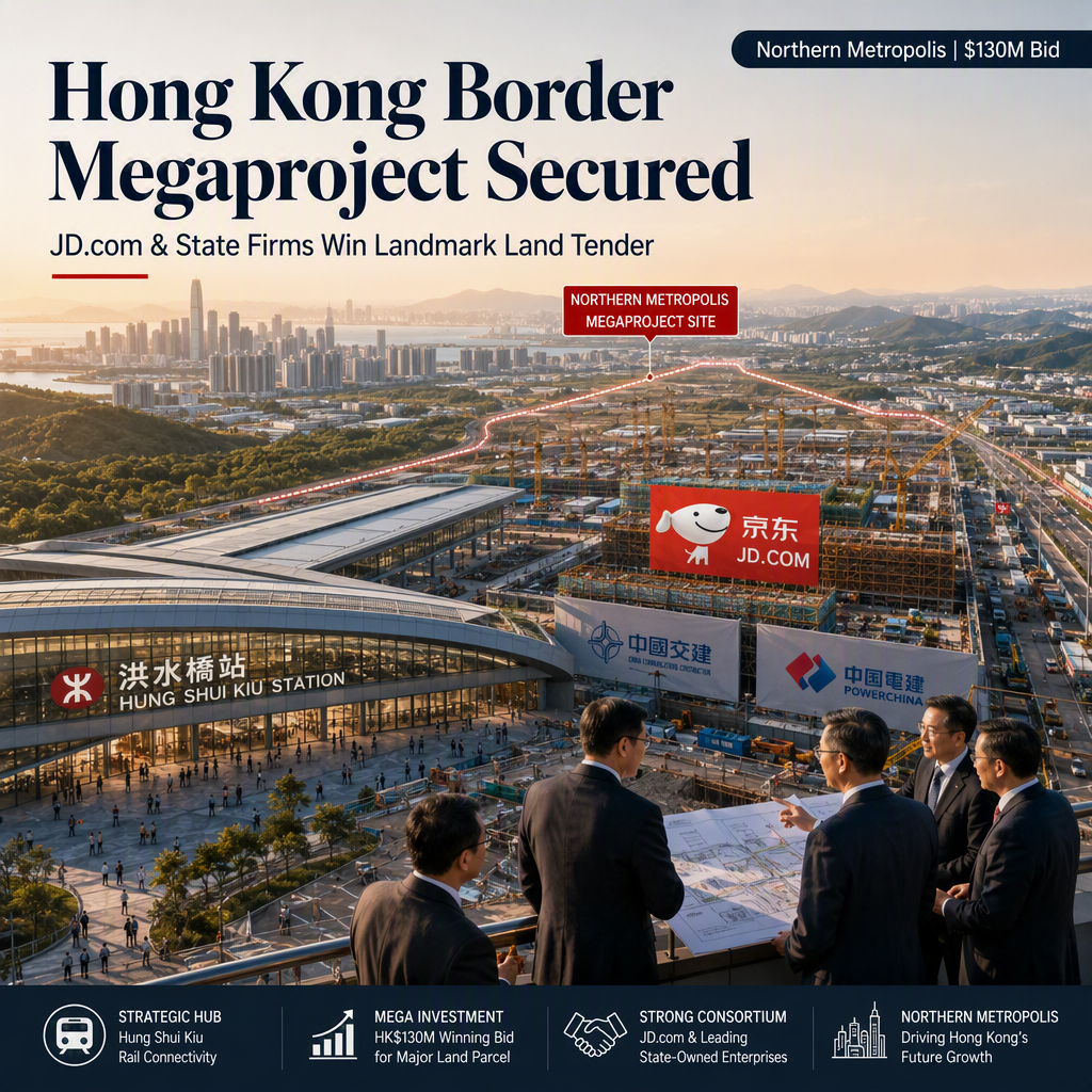 JD.com and Chinese State Firms Secure Landmark Hong Kong Border Megaproject Land Tender