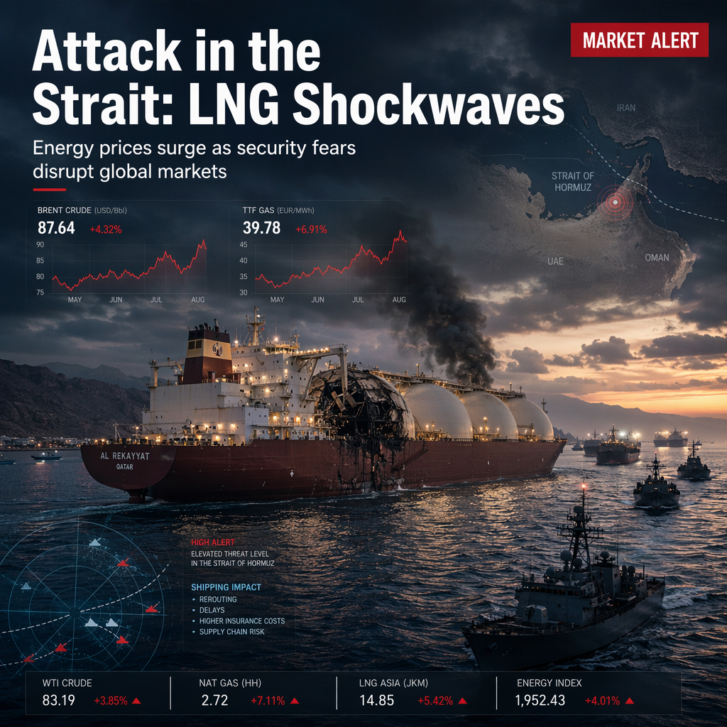 Strait of Hormuz Attack on Qatari LNG Carrier Lifts Brent and European Gas Prices Amid Security Fears