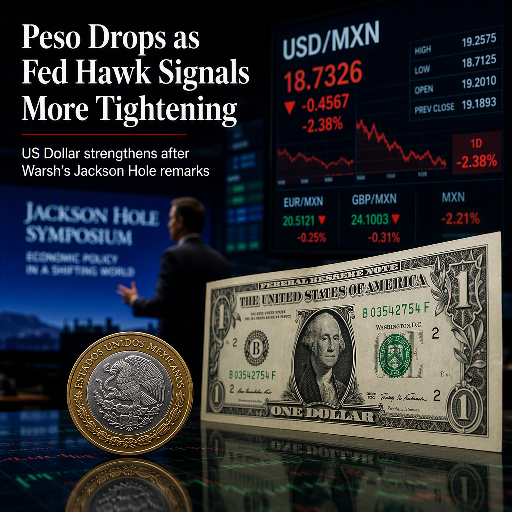 Mexican Peso Falls as Fed Chair Warsh Signals Hawkish Stance at Jackson Hole
