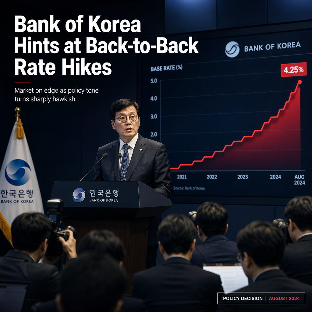 Bank of Korea Signals Potential Consecutive Rate Hikes Amid Hawkish Stance