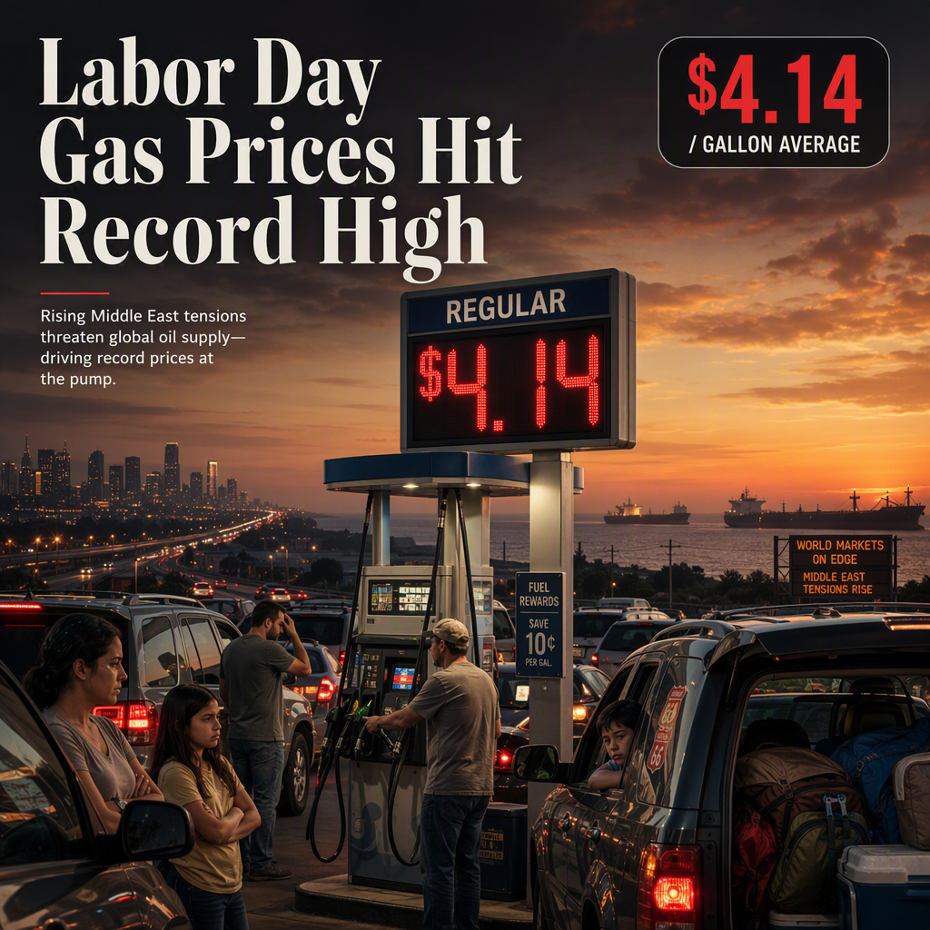Americans Face Record-High Labor Day Gas Prices Amid Middle East Tensions