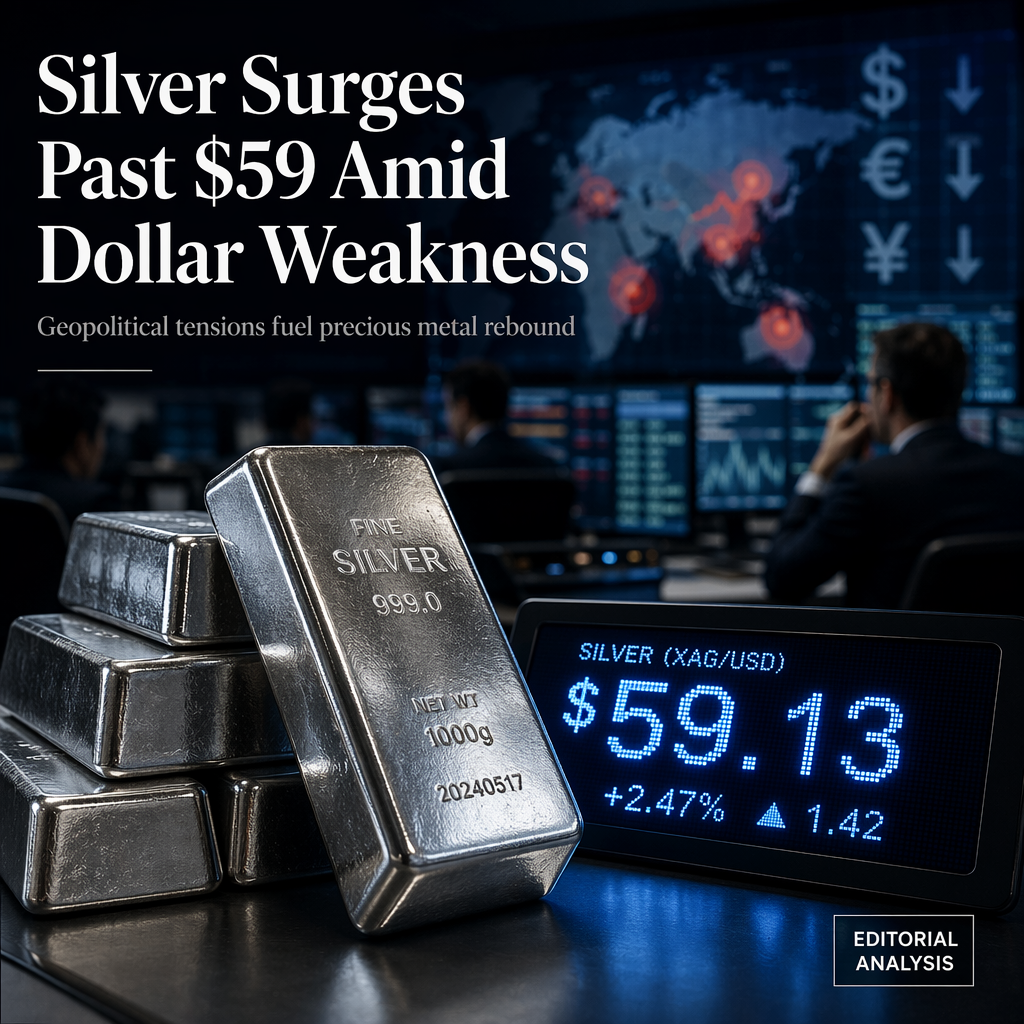 Silver Rebounds Above $59 as Weaker US Dollar Offers Relief Amid Ongoing Geopolitical Tensions