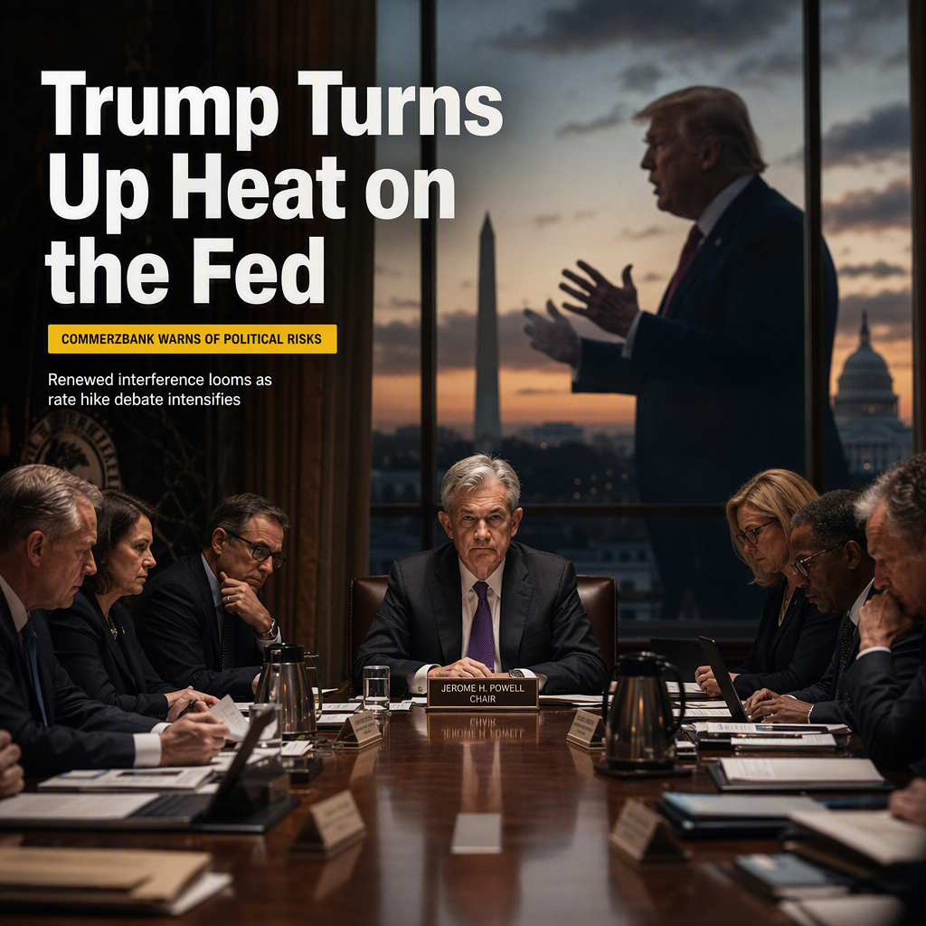 Trump Renews Pressure on Federal Reserve Amid Rate Hike Risks, Commerzbank Warns